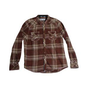 BKE Buckle L/S Red Plaid Western Pearl Snap Flannel Shirt Mens XL